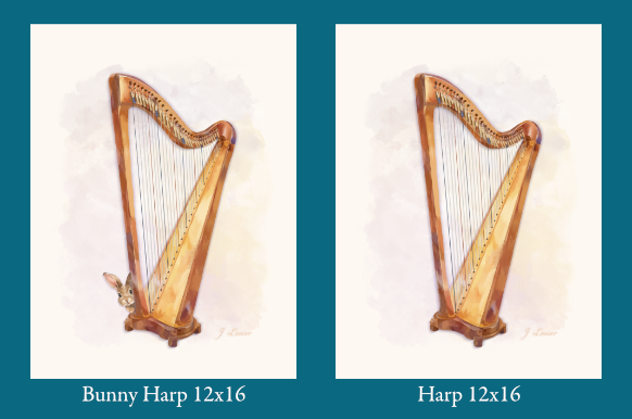 Carousel Bunny Harp Illustration